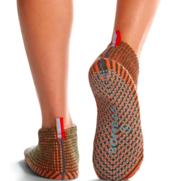 Bombas Shoes Bombas Womens Gripper Slipper Socks Dark Elm Jacquard
